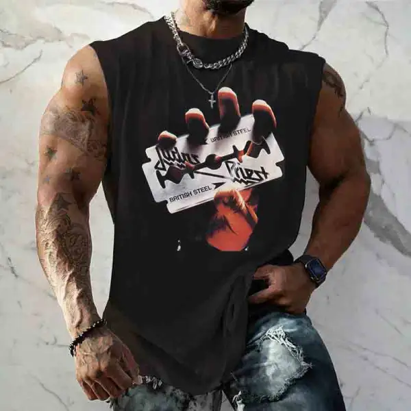 Men's Judas Saint Rock Band Blade Vest Casual Tank Top - Dozenlive.com 
