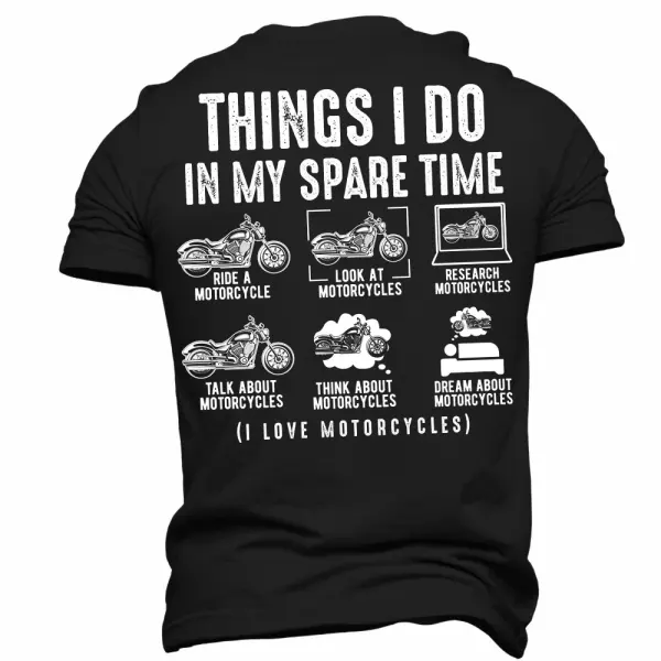 Things I Do In My Space Time Men's Vintage Motorcycle Print T Shirt - Upgradecool.com 
