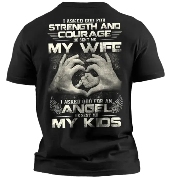 I Asked God To Make Me A Better Man He Sent Me My Wife Men's Mother's Day Girlfriend Gift T-Shirt - Cotosen.com 