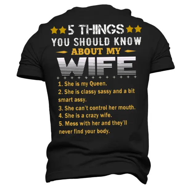 Five Things You Should Know About My Wife Men's Mother's Day Girlfriend Gift T-Shirt - Manlyhost.com 