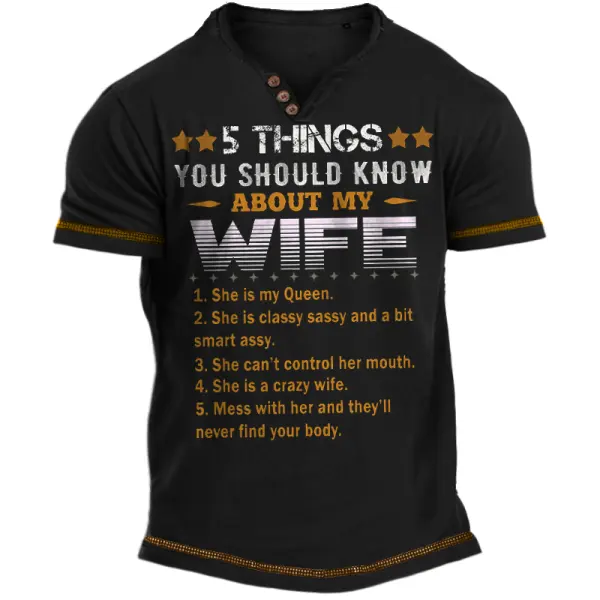 Five Things About My Wife Men's Mother's Day Gifts Girlfriend Gifts T Shirt - Elementnice.com 