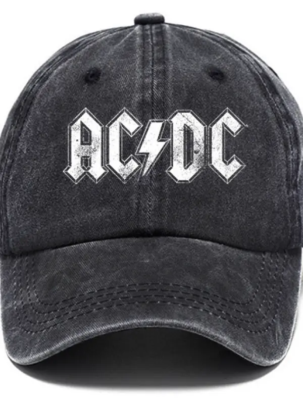 Washed Cotton Sun Hat Vintage ACDC Rock Band Outdoor Casual Cap - Menwyx.com 