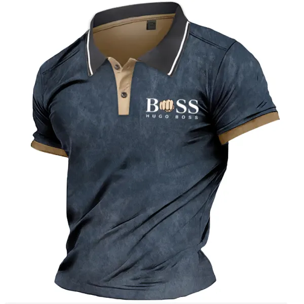Men's Boss Contrast Short Sleeved Polo T-shirt - Ootdyouth.com 