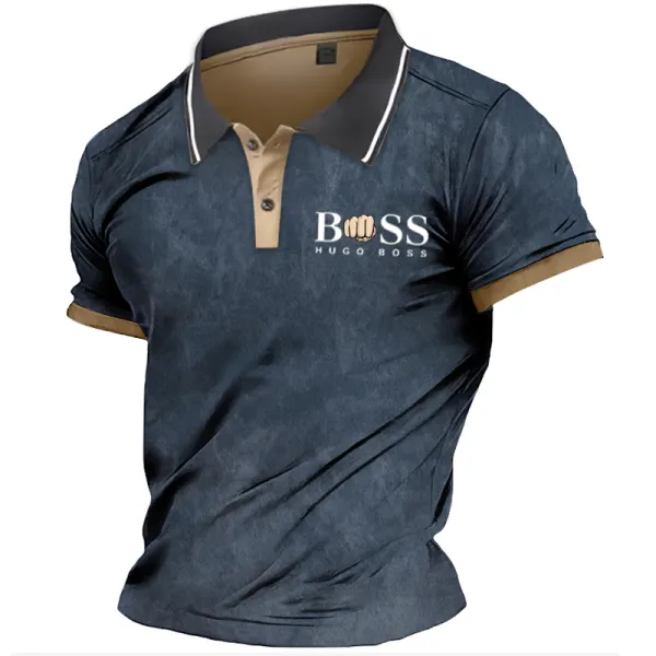 Men's Boss Contrast Short Sleeved Polo T-shirt - Spiretime.com 