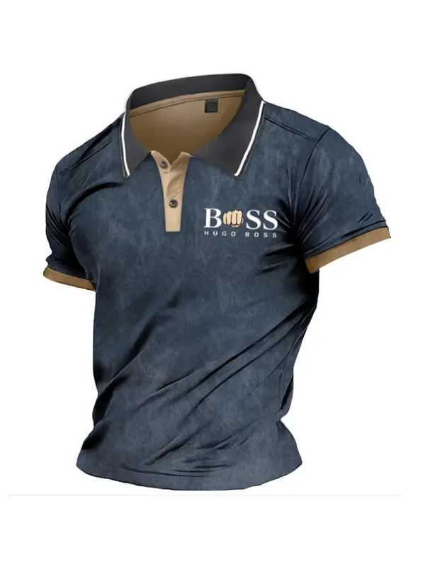 Men's Boss Contrast Short Sleeved Polo T-shirt - Timetomy.com 