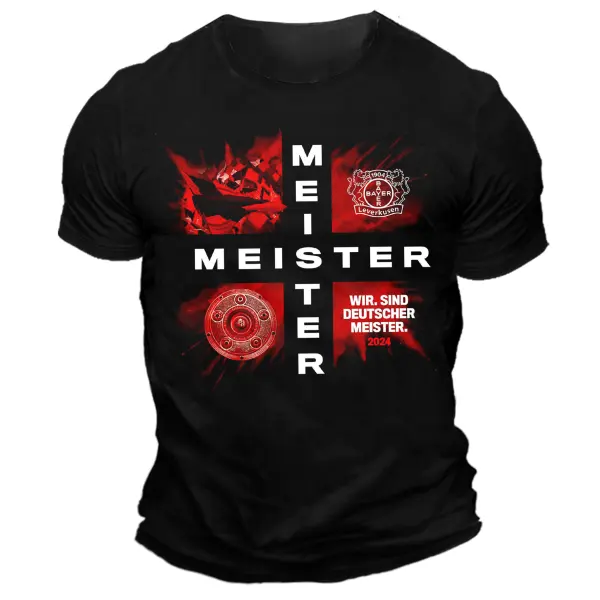 Men's Bayer Leverkusen Team Print Graphic Print Casual Crew Neck T-Shirt - Dozenlive.com 