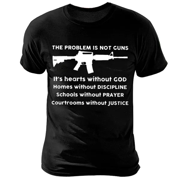 Unisex The Problem Is Not Guns Print Short Sleeved T-shirt - Cotosen.com 