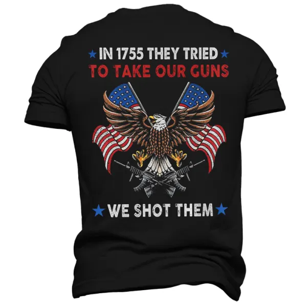 Soldier Memorial Day Soldier Flag Eagle Print Short Sleeved T-shirt - Elementnice.com 