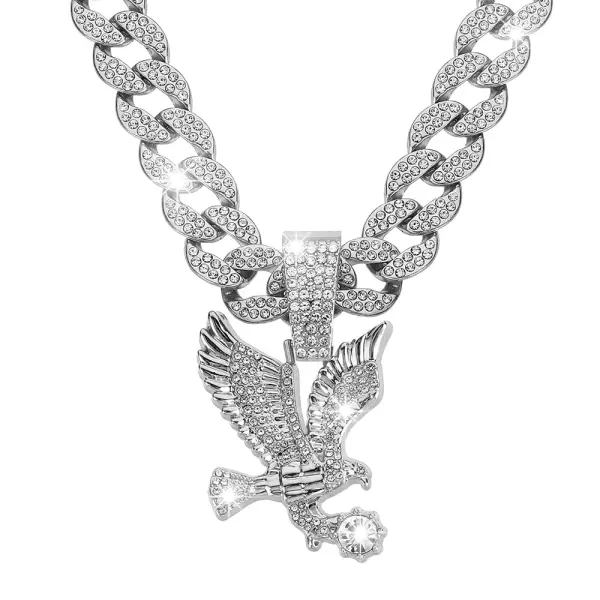 Rock Hip Hop Punk Diamond Eagle Pendant Cuban Necklace - Elementnice.com 