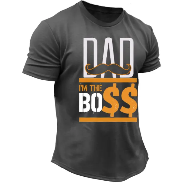 Dad Is The Boss Men's Vintage Father's Day Gift Print T-Shirt Only $18.99 - Elementnice.com 