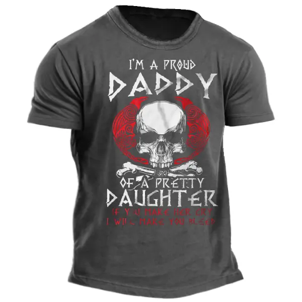 I'm A Proud Daddy Of A Pretty Daughter Men's Father's Day Viking Dad Gift T Shirt - Dozenlive.com 