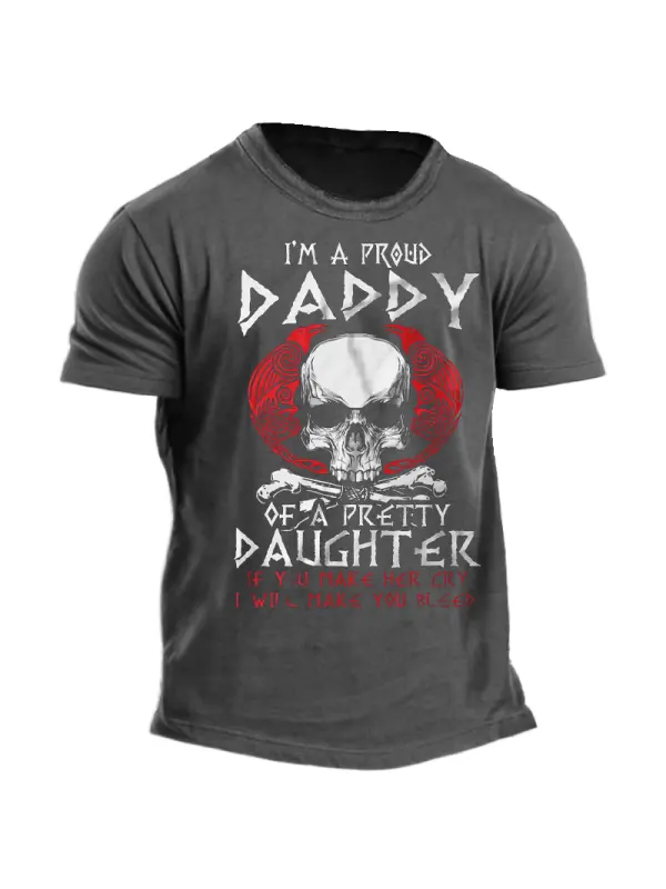 I'm A Proud Daddy Of A Pretty Daughter Men's Father's Day Viking Dad Gift T Shirt - Timetomy.com 