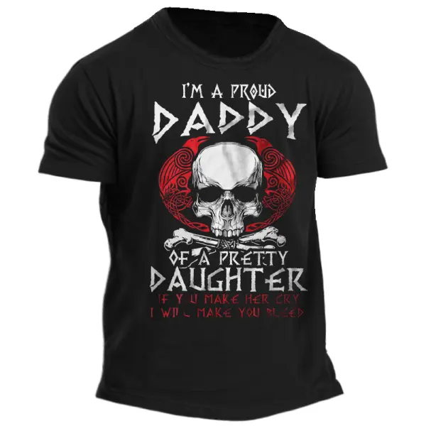 I'm A Proud Daddy Of A Pretty Daughter Men's Father's Day Viking Dad Gift T Shirt - Cotosen.com 