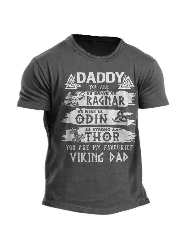 Daddy You Are As Brave As Ragnar Strong As Thor Viking Dad Men's Funny Father's Day Gift T-Shirt - Timetomy.com 