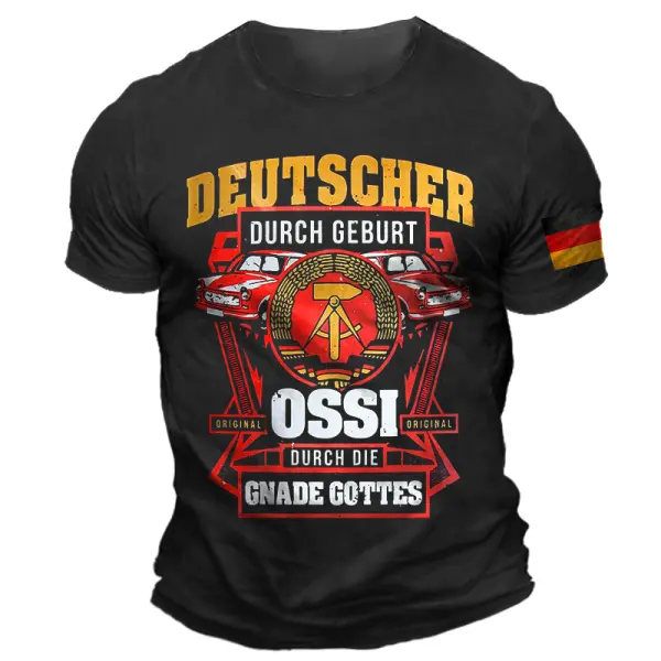 Men's Deutsche Ossi Gnade Gottes German Flag Print Daily Short Sleeve Crew Neck T-Shirt - Elementnice.com 