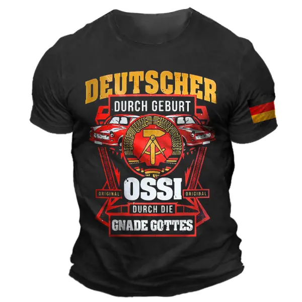 Men's Deutsche Ossi Gnade Gottes German Flag Print Daily Short Sleeve Crew Neck T-Shirt - Spiretime.com 