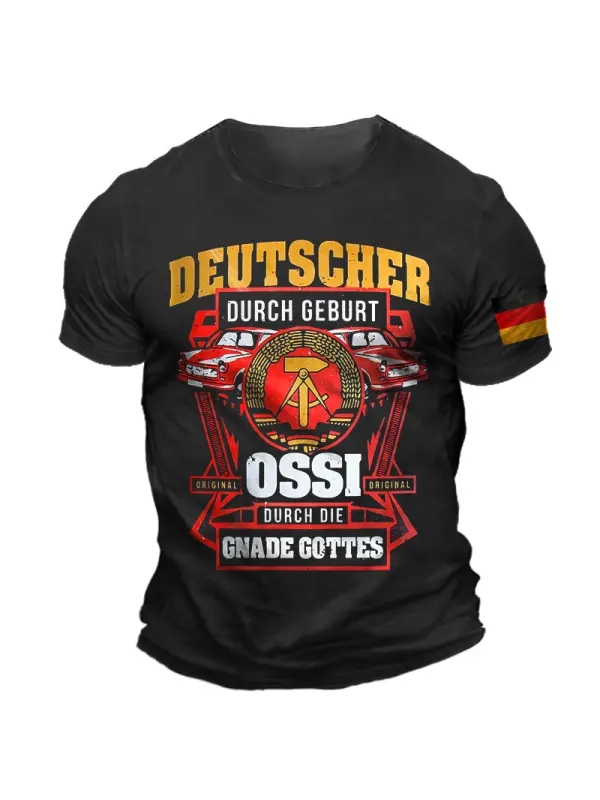 Men's Deutsche Ossi Gnade Gottes German Flag Print Daily Short Sleeve Crew Neck T-Shirt - Timetomy.com 