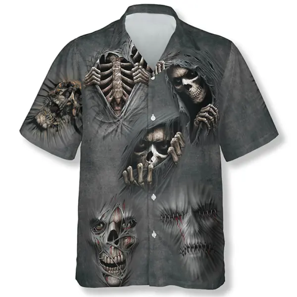 Men's Devil Devour Skull Hawaiian Shirt - Elementnice.com 