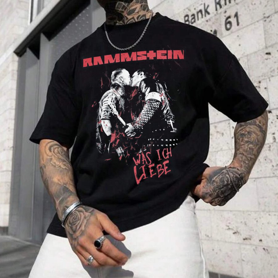 

Men's Rammstein Rock Band Loose Short Sleeve Oversized T-Shirt