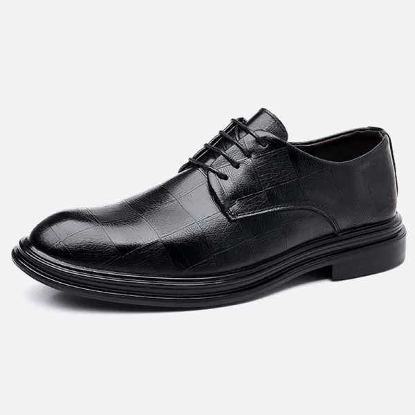 Men's Derby Shoes Checkered Texture Leather Business Casual - Rabclub.com 