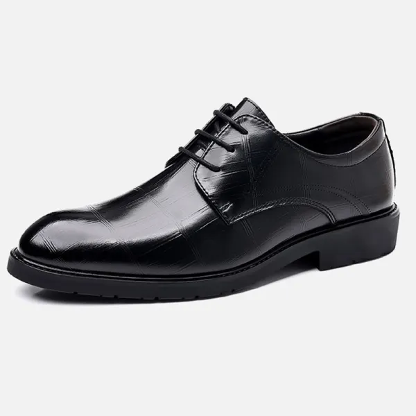 Men's Derby Shoes Checkered Texture Leather Business Casual - Elementnice.com 