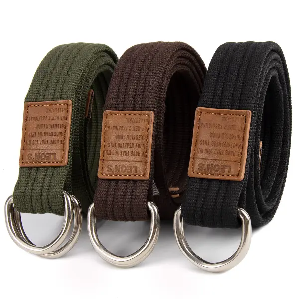 Men's Double Loop Buckle Belt Woven Adjustable Waist Belt - Elementnice.com 