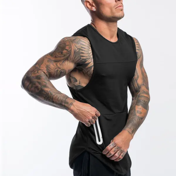 Men's Zipper Quick Drying Breathable Sports Sleeveless T-shirt - Elementnice.com 