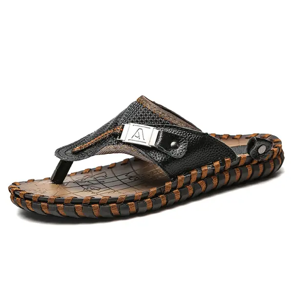 Men's Beach Outdoors Cowhide Shoes With Soft Soled Sandals - Elementnice.com 