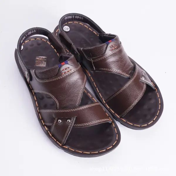 Men's Beach Cowhide Shoes With Soft Soled Sandals - Elementnice.com 