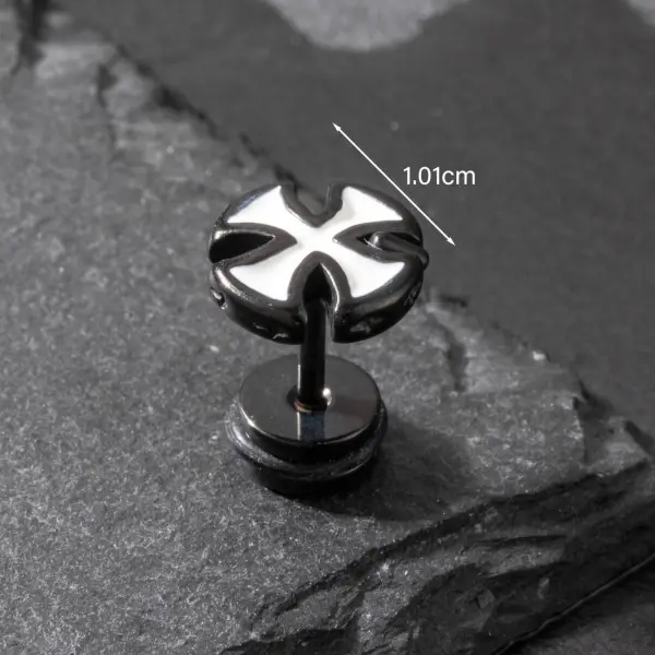 Single Pierced Stainless Steel Cast Geometric Cross Dark Skull Retro Earrings Only $3.99 - Elementnice.com 