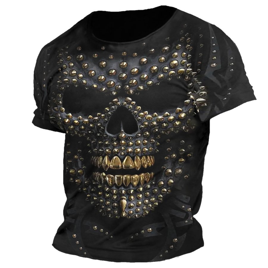 

Men's Vintage Skull Print Daily Short Sleeve Crew Neck T-Shirt