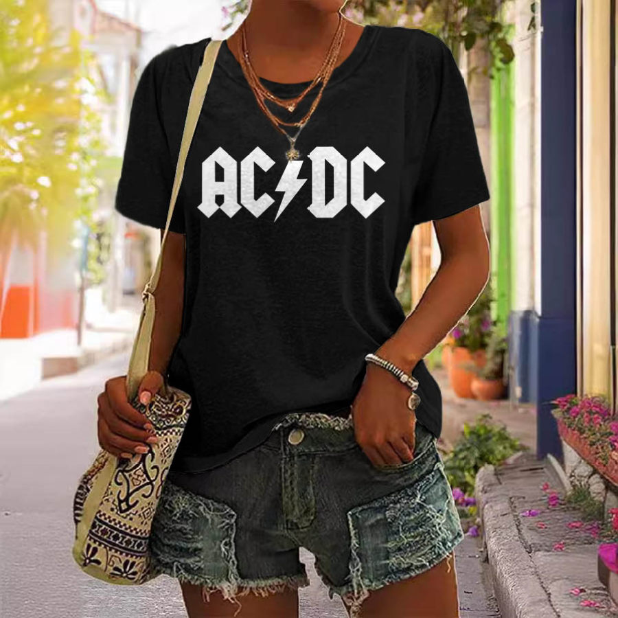 

Women's ACDC Rock Band Short Sleeve Crew Neck T-Shirt