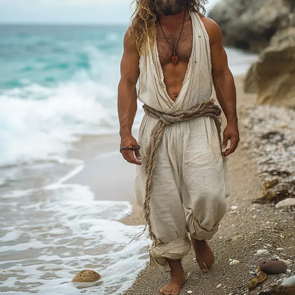 Retro Loose Breathable Men's Linen Jumpsuit - Cotosen.com