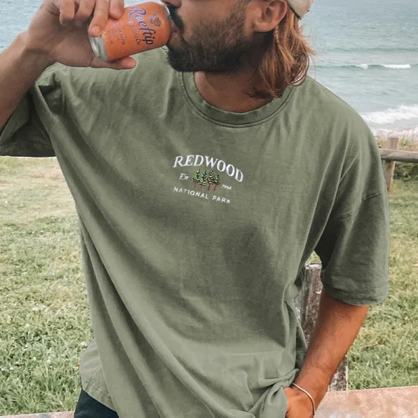 Men's Mountain Letter Printed T-shirt - Yesunshine.com 