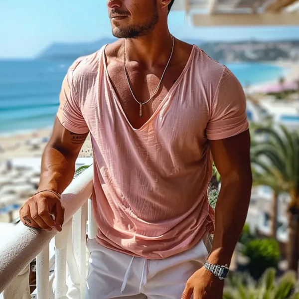 Men's Plain V-neck Simple T-shirt - Wayrates.com 