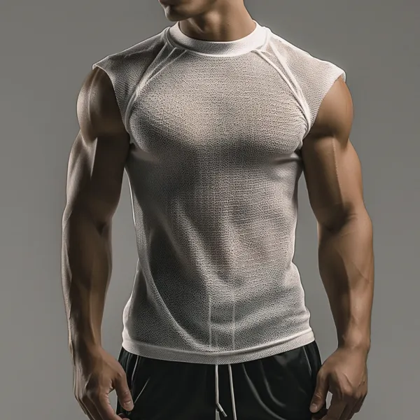 Men's Sheer Mesh Sleeveless Tank Top - Trisunshine.com 