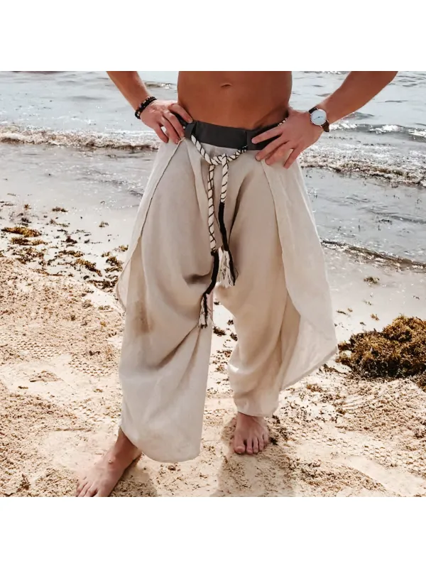 Men's Comfort Linen Elastic Waist Casual Pants - Aptkoi.com 