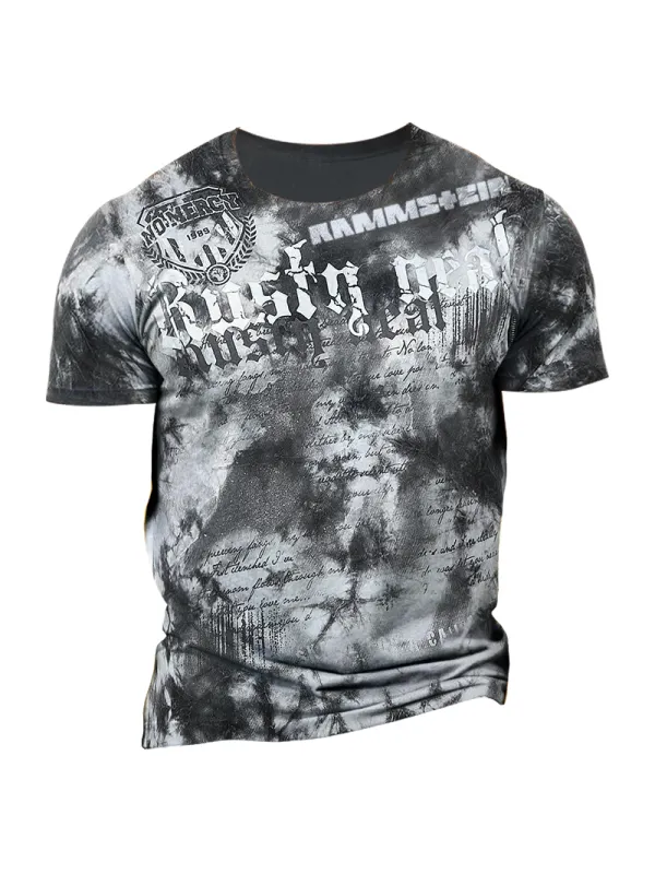 Men's Graffiti Vintage Print Short Sleeved T-shirt - Ootdmw.com 