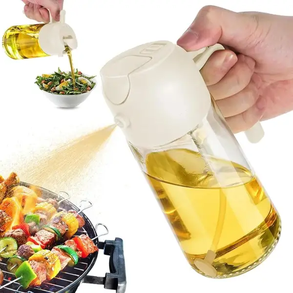 Grill BBQ 2 In 1 Glass Oil Sprayer Dispenser Spray Pour 16oz/470ml Glass Oil Spray Bottle With Pourer Food-grade - Cotosen.com