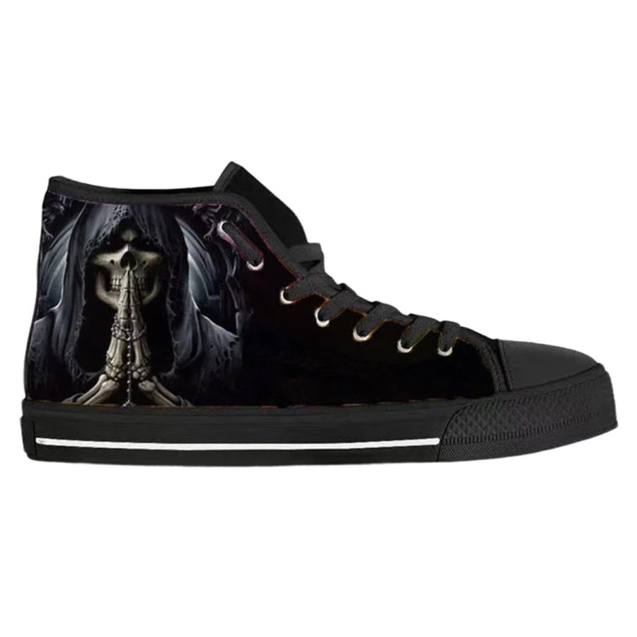 

Unisex Dark Skull Print Casual Shoes High Top Canvas Shoes