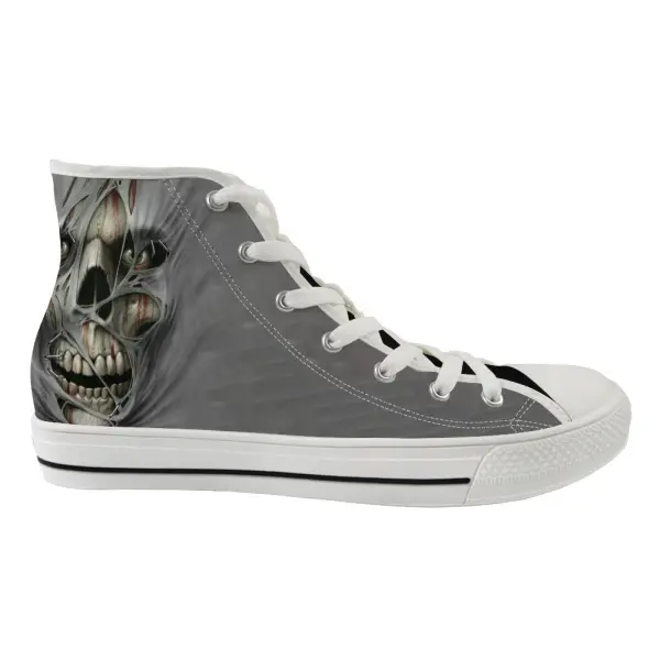 Unisex Dark Skull Print Casual Shoes High Top Canvas Shoes - Wayrates.com 