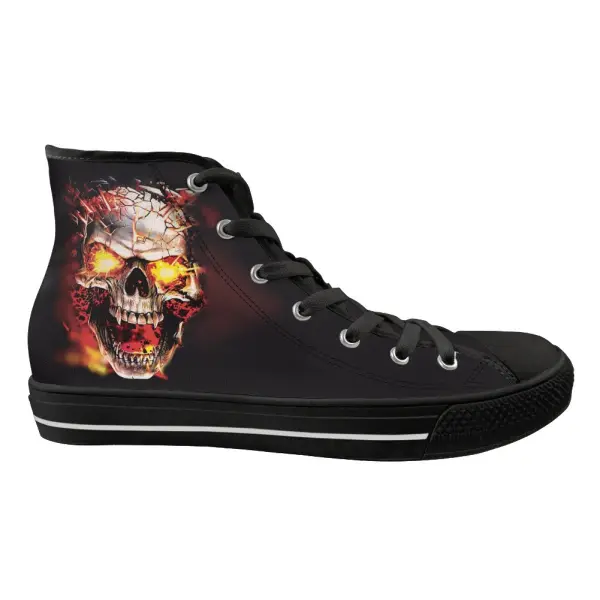 Unisex Dark Skull Print Casual Shoes High Top Canvas Shoes - Wayrates.com 