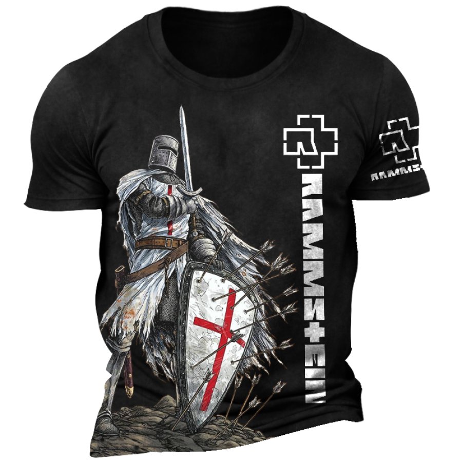 

Rammstein Men's Rock Hip Hop Punk Knights Templar Print T-Shirt