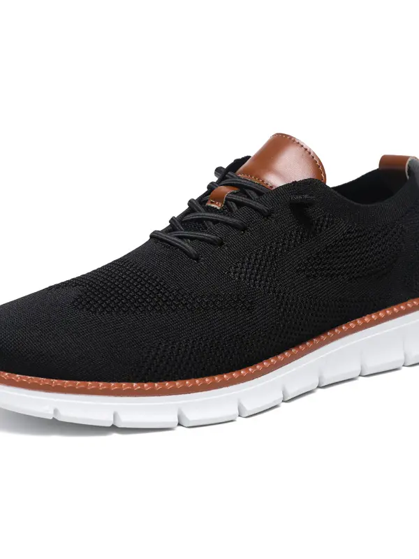 Men's Soft Mesh Breathable Color Block Lace-up Casual Shoes - Menbarn.com 