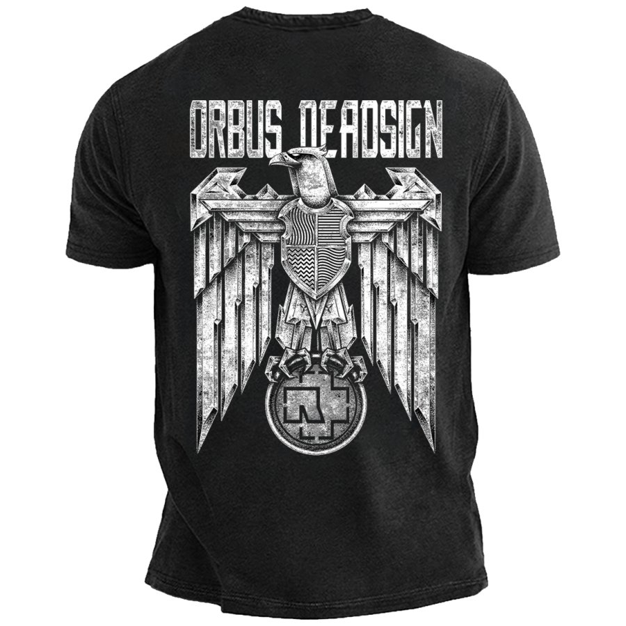 

Men's Vintage German Eagle Rammstein Rock Band Print Short Sleeve Crew Neck T-Shirt
