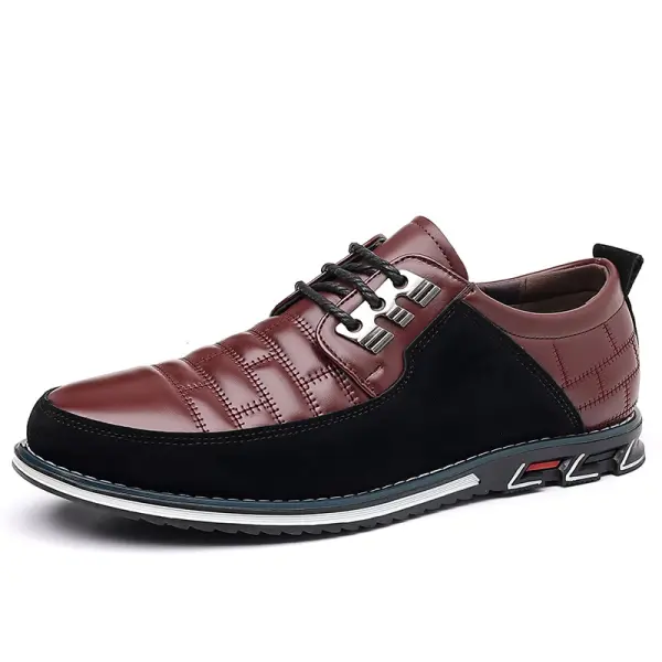 Men's Soft Leather Spliced ​​​​Lace Up Shoes Casual Shoes Derby Shoes - Cotosen.com 