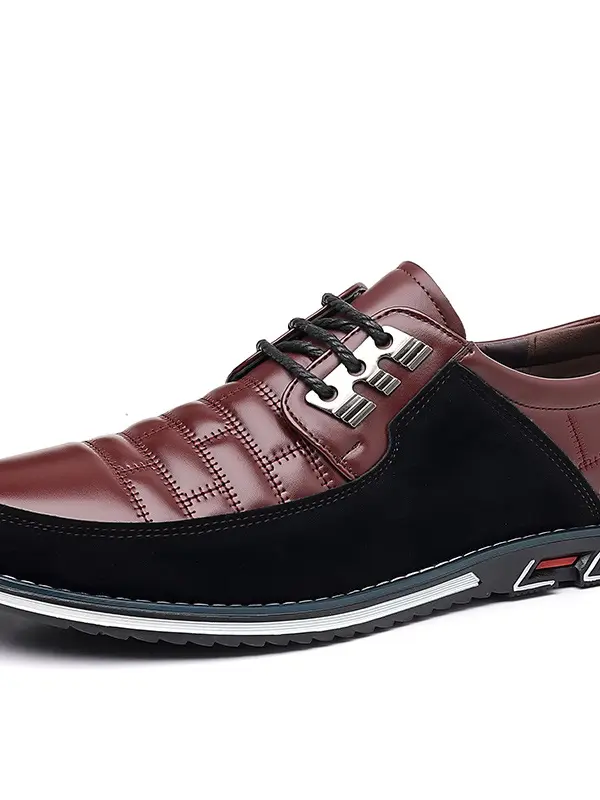 Men's Soft Leather Spliced ​​​​Lace Up Shoes Casual Shoes Derby Shoes - Menbarn.com 