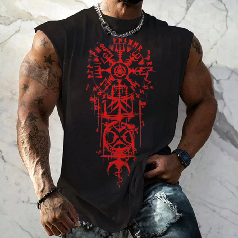 

Men's Viking Vintage Print Sleeveless Camisole Vest