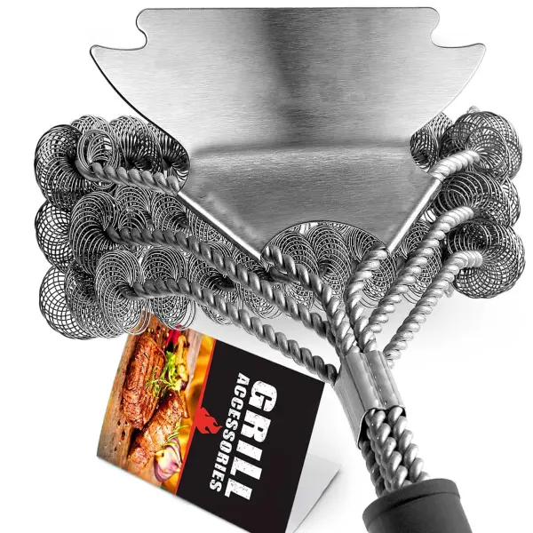 Grill Brush Bristle Free Wire Combined BBQ Brush Safe Efficient Grill Cleaning Brush Grill Cleaner Brush - Cotosen.com