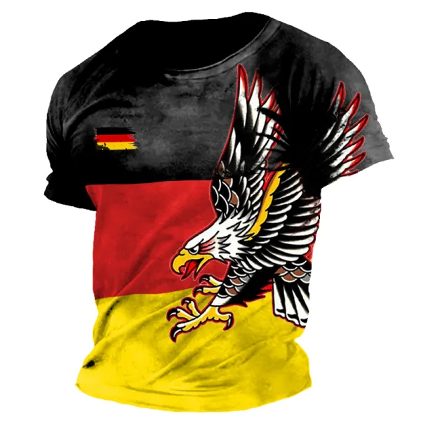 Men's German Flag Patriot Colorful Fierce Eagle Printed Short Sleeved T-shirt - Yesunshine.com 